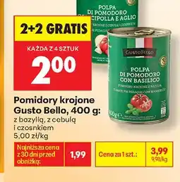 Biedronka Pomidory krojone z bazylią Gusto Bello oferta