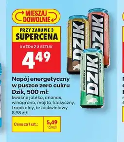 Biedronka Napój energetyczny w puszce zero cukru Dzik kwaśne jabłko oferta