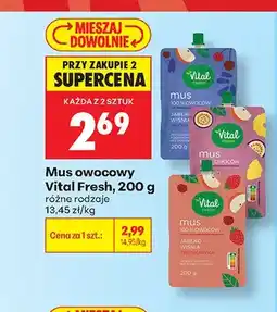 Biedronka Mus owocowy Vital Fresh jabłko wiśnia jagoda oferta