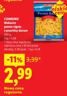 Lidl COMBINO Makaron penne rigate z pszenicy durum oferta