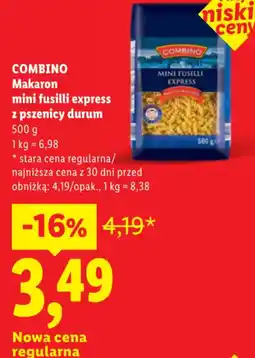 Lidl COMBINO Makaron mini fusilli express z pszenicy durum oferta
