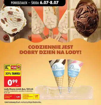 Biedronka Lody Diuna rożek duo oferta
