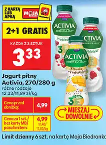 Biedronka Jogurt pitny Activia oferta