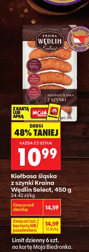 Biedronka Kiełbasa śląska z szynki Kraina Wędlin Select oferta