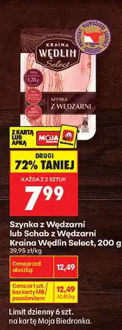 Biedronka Szynka z Wędzarni lub Schab z Wędzarni Kraina Wędlin Select oferta