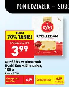 Biedronka Ser żółty w plastrach Rycki Edam Exclusive oferta