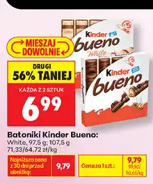 Biedronka Batoniki Kinder Bueno: White, 97,5 g 107,5 g oferta