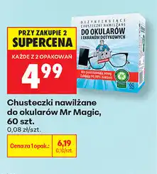 Biedronka Chusteczki nawilżane do okularów Mr Magic, 60 szt oferta