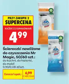Biedronka Ściereczki nawilżane do czyszczenia Mr Magic, 50/60 szt oferta
