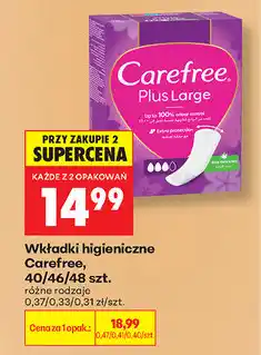Biedronka Wkładki higieniczne Carefree, 40/46/48 szt oferta