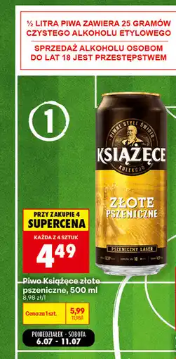 Biedronka Piwo Książęce złote pszeniczne oferta