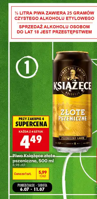 Biedronka Piwo Książęce złote pszeniczne oferta