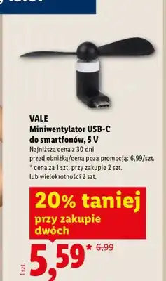 Lidl Miniwentylator USB-C do smartfonów VALE oferta