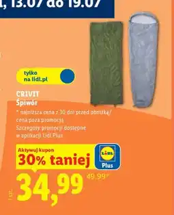 Lidl Śpiwór Crivit oferta