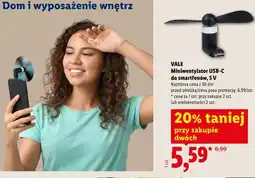 Lidl VALE Miniwentylator USB-C do smartfonów, 5 V oferta