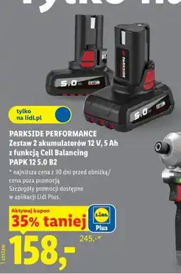 Lidl PARKSIDE PERFORMANCE Zestaw 2 akumulatorów 12 V, 5 Ah z funkcją Cell Balancing PAPK 12 5.0 B2 oferta