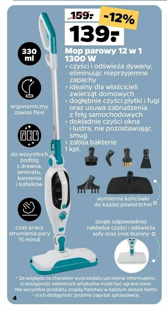 Netto Mop parowy 12 w 1 1300 W oferta