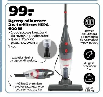 Netto Ręczny odkurzacz 2 w 1 z filtrem HEPA 600 W oferta