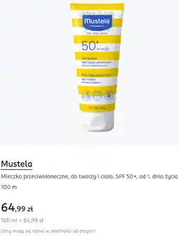 Rossmann Mustela Mleczko przeciwsłoneczne, do twarzy i ciała, SPF 50+, od 1. dnia życia oferta