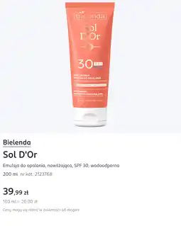 Rossmann Bielenda Sol D'Or Emulsja do opalania, nawilżająca, SPF 30, wodoodporna oferta