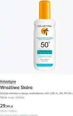 Rossmann Kolastyna Wrażliwa Skóra Emulsja ochronna w sprayu, wodoodporna, UVA, UVB, VL, IRA, SPF 50+ oferta
