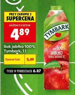 Biedronka Sok jabłko 100% Tymbark 1l oferta