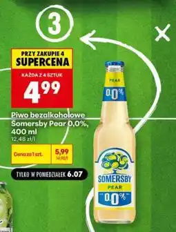 Biedronka Piwo bezalkoholowe Somersby Pear 0,0%, 400 ml oferta