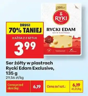 Biedronka Ser żółty w plastrach Rycki Edam Exclusive , 135 g oferta