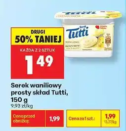 Biedronka Serek waniliowy prosty skład Tutti 150 g oferta