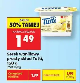 Biedronka Serek waniliowy prosty skład Tutti 150 g oferta