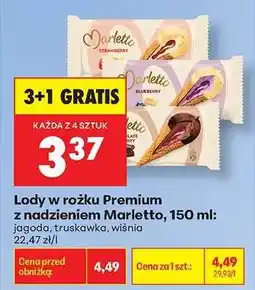Biedronka Lody w rożku Premium z nadzieniem Marletto, 150 ml oferta
