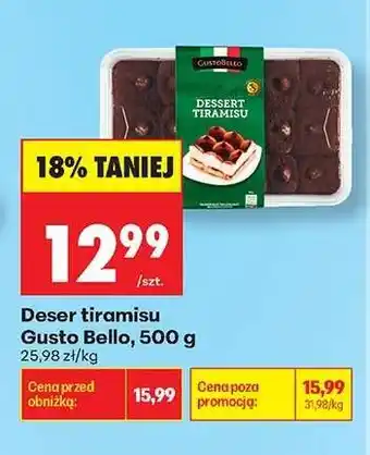 Biedronka Deser tiramisu Gusto Bello 500 g oferta