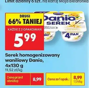 Biedronka Serek homogenizowany waniliowy Danio, 4x130 g oferta