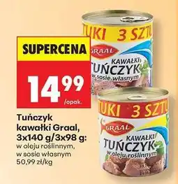 Biedronka Tuńczyk kawałki Graal, 3x140 g/3x98 g oferta
