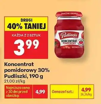 Biedronka Koncentrat pomidorowy 30% Pudliszki, 190 g oferta