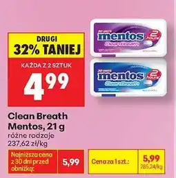 Biedronka Clean Breath Mentos, 21 g oferta