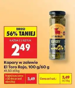 Biedronka Kapary w zalewie El Toro Rojo, 100 g/60 g oferta