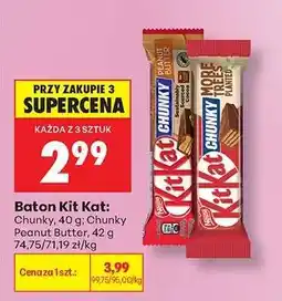 Biedronka Baton Kit Kat: Chunky, 40 g Chunky Peanut Butter, 42 g oferta