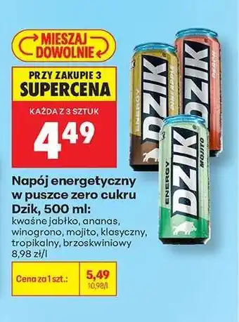 Biedronka Napój energetyczny w puszce zero cukru Dzik, 500 ml oferta