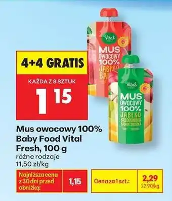 Biedronka Mus owocowy 100 % Baby Food Vital Fresh , 100 g oferta