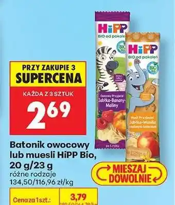 Biedronka Batonik owocowy lub musli HiPP Bio, 20 g-23 g oferta