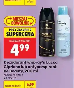 Biedronka Dezodorant w spray’u Lucca Cipriano lub antyperspirant Be Beauty, 200 ml oferta