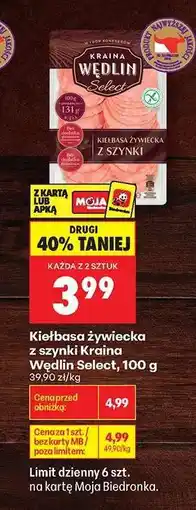 Biedronka Kiełbasa żywiecka z szynki Kraina Wędlin Select , 100 g oferta