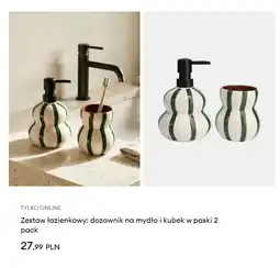 Sinsay Zestaw łazienkowy: dozownik na mydło i kubek w paski oferta