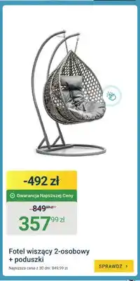 ERLI Fotel wiszący 2-osobowy + poduszki oferta