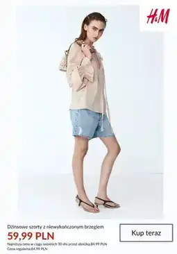 H&M Szorty dżinsowe H&M z niewykończonym brzegiem oferta