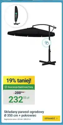 ERLI Składany parasol ogrodowy RainGarden Ø 350 cm + pokrowiec oferta