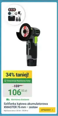 ERLI Szlifierka kątowa akumulatorowa XMASTER 76 mm - zestaw oferta