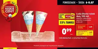 Biedronka Lody Diuna rożek duo wanilia-czekolada oferta