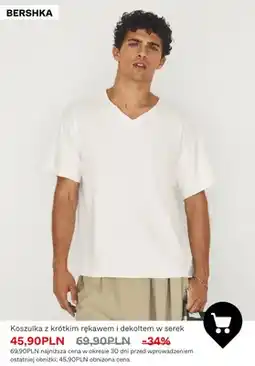 Bershka Koszulka z krótkim rękawem i dekoltem w serek Bershka oferta